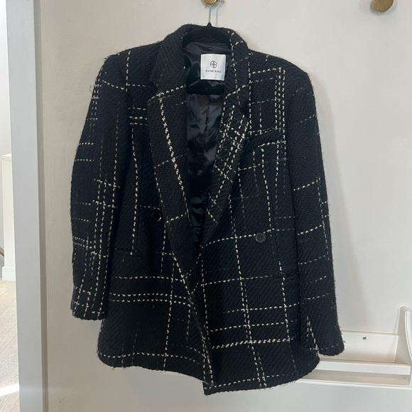 ANINE BING Kaia Plaid Blazer - Black and White - Picture 7 of 10